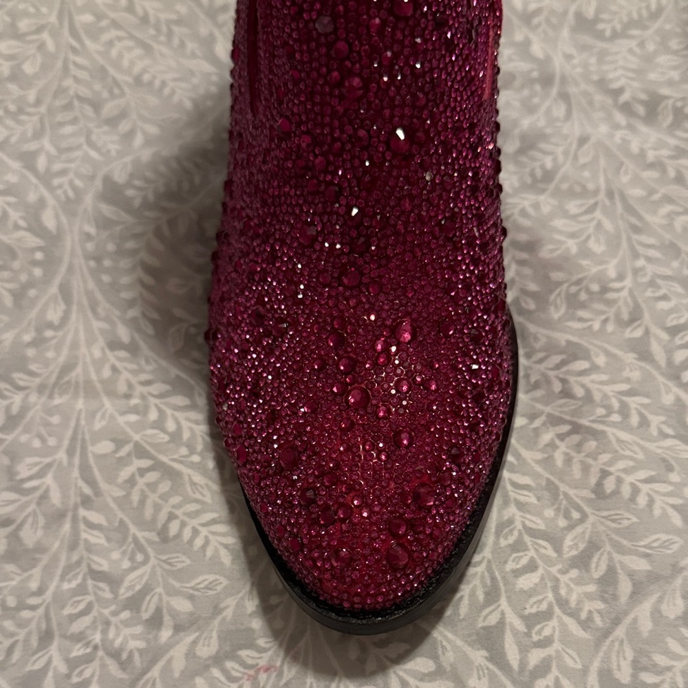 Corkys Fuchsia Rhinestone Ankle Boots Size 8 - Picture 4 of 6